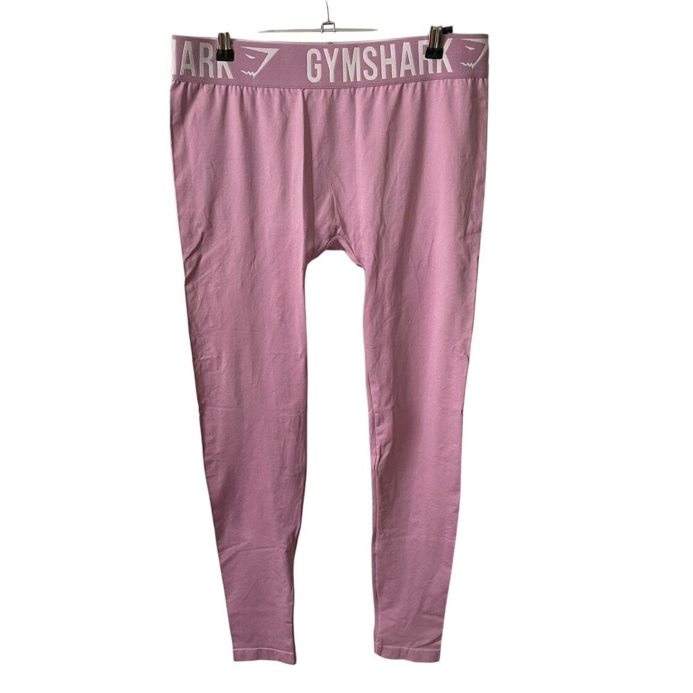 Gymshark Large Fit Leggings Seamless Logo Waistband Pastel Purple White